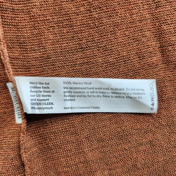 Eileen Fisher Cardigan Womens 2X Rust Merino Wool Open Thin Fine Neutral Boho - Picture 7 of 12